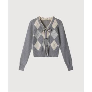 カーディガン Argyle Frill Cardigan レディース