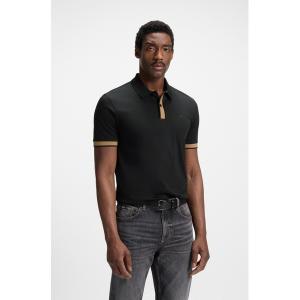 ポロシャツ シルケットコットン スリムフィット ポロシャツ ストラクチャードトリム メンズ