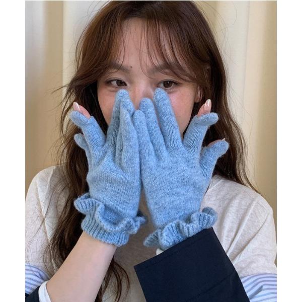 手袋 Wool frill knit globe レディース