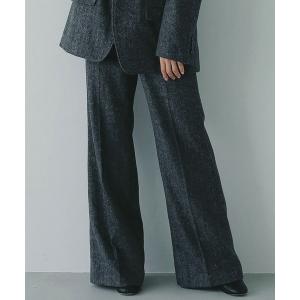 パンツ ヘリンボーンウールツイードワイドパンツ レディース