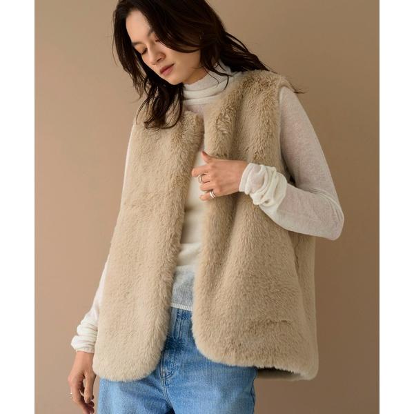 ベスト ジレ フェイクファーベスト レディース