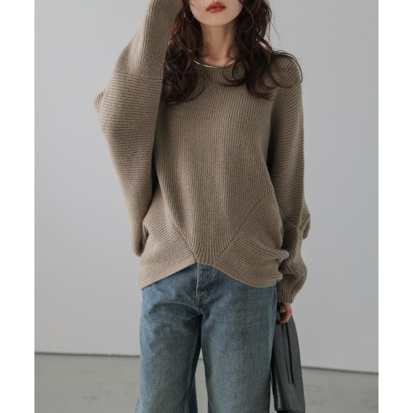 ニット セーター 変形ドルマンニットトップス レディース