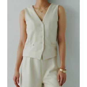 ベスト ジレ フェルトニットVネックジレ レディース