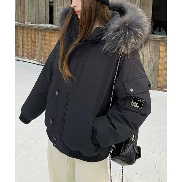 ダウンコート ダウンジャケット ファーフード付き中綿ジャケット レディース