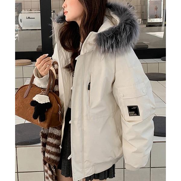 ダウンコート ダウンジャケット ファーフード付き中綿ジャケット レディース