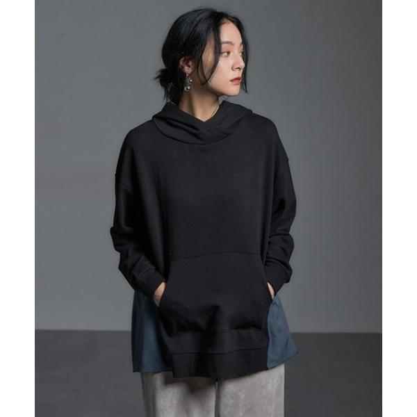 パーカー 異素材切替バックタックデザインパーカー 「Soiunique」 レディース