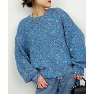 ニット セーター ポンポンヤーンボリュームニット レディース