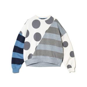 トレーナー スウェット CUBE SUGAR/キューブシュガー　裏毛プリント 斜め切替 Big PO レディース