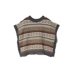 ニット セーター CUBE SUGAR/キューブシュガー　ピーチヤーン 2wayジャガード ベスト レディース