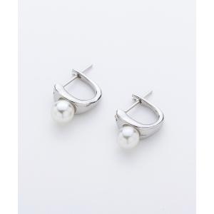 ピアス パールアクセントフープピアス レディース