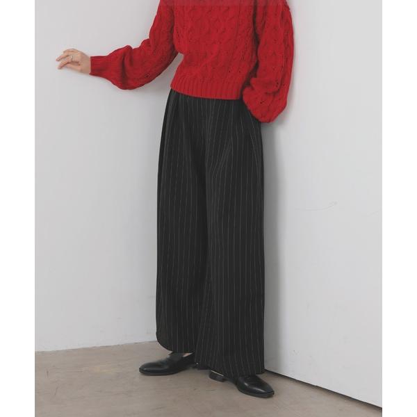 スラックス パンツ ストライプタックパンツ レディース