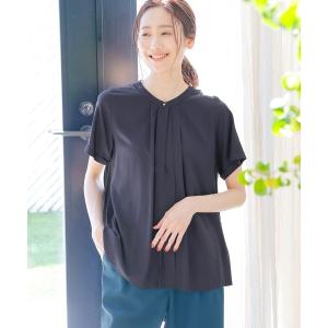 「GLOBAL WORK」 半袖ブラウス MEDIUM ネイビー レディース