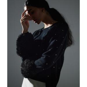 カーディガン エンブロイダリードットファーカフスカーディガン レディースの商品画像