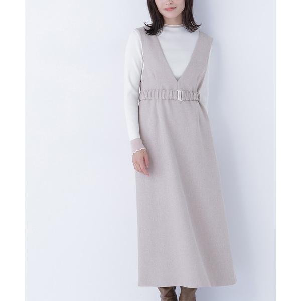ジャンパースカート ベルト付Ｖネックジャンスカ