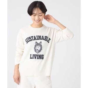 ニット セーター 「SANYO Style EDITION掲載」「ウォッシャブル」ウルフカレッジロゴニットプルオーバー レディース