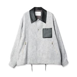 ブルゾン アウター Leather Panel Tweed Mix Jacket メンズ レディース