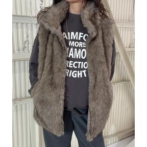 ベスト ジレ スタンドネックフェイクファーベスト レディース メンズ