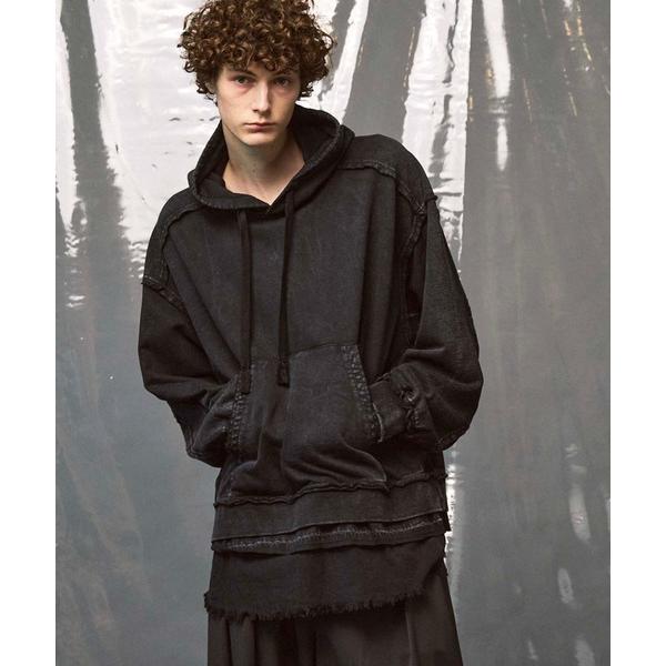 パーカー 「UNISEX」Distressed Layered Prime-Over Hoodie/...