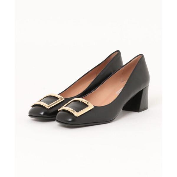 パンプス 「INTER-CHAUSSURES」スクエアトウメタルバックルパンプス(I1007N)