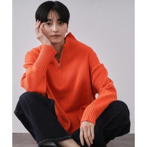 ハーフジップニット レディース 洗濯機OK