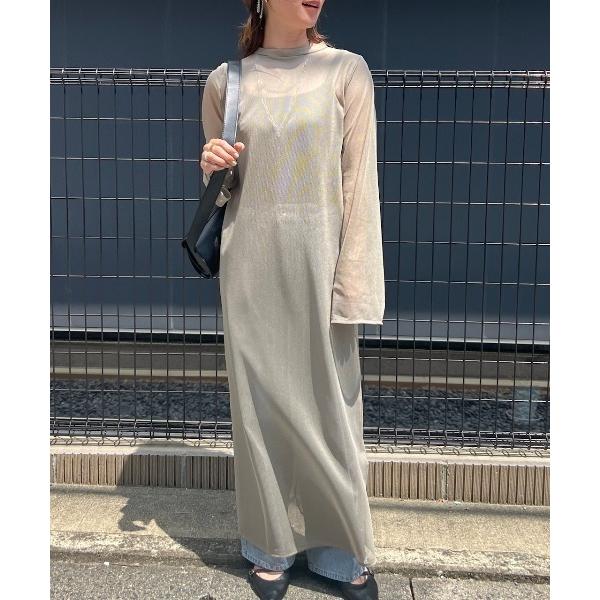 ワンピース メッシュフレアスリーブマキシワンピース