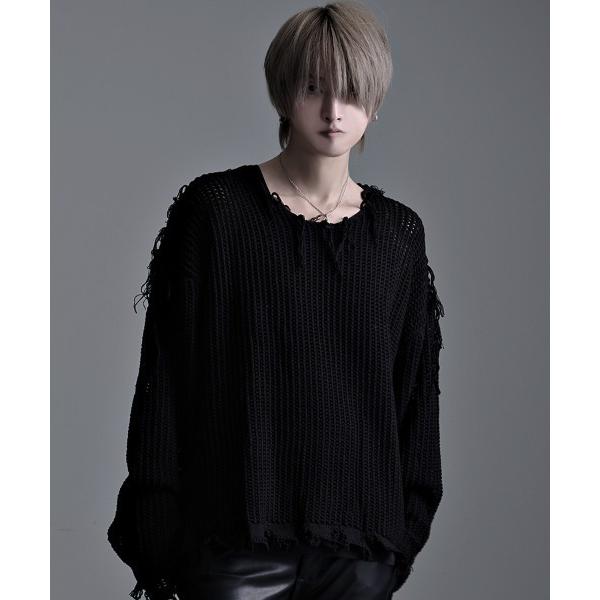 セーター ニット 「CavariA/キャバリア」透かし編みグランジニット メンズ レディース