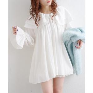 ブラウス シャツ Wフリルチュニックブラウス レディース