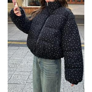 ダウンコート ダウンジャケット フラワープリント ミドル ダウンジャケット レディース メンズ