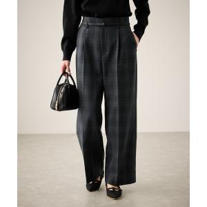 パンツ 裏起毛無地＆チェックアソートワイドパンツ/防シワ レディース