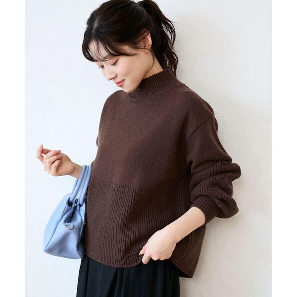 ニット セーター 片畦キリカエバックデザインニット レディース