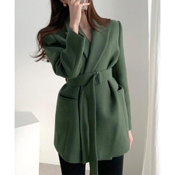 コート チェスターコート テーラードカラーウエストベルト付きコート レディース