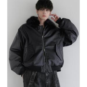 ブルゾン アウター 襟ファー2way合皮ジャケット メンズ レディース