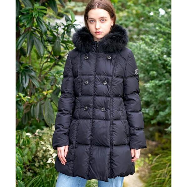 ダウンコート ダウンジャケット 「CLASSY.12月号掲載」ブルーFOXファーナポレオンホワイトグ...