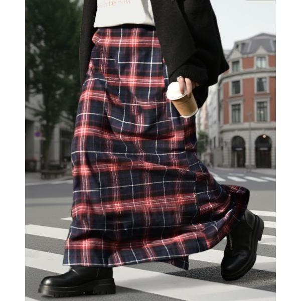 スカート 「選べる2丈」 チェックロングスカート