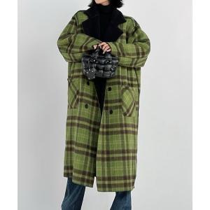 コート チェスターコート リバーシブルチェック柄メルトンコート レディース
