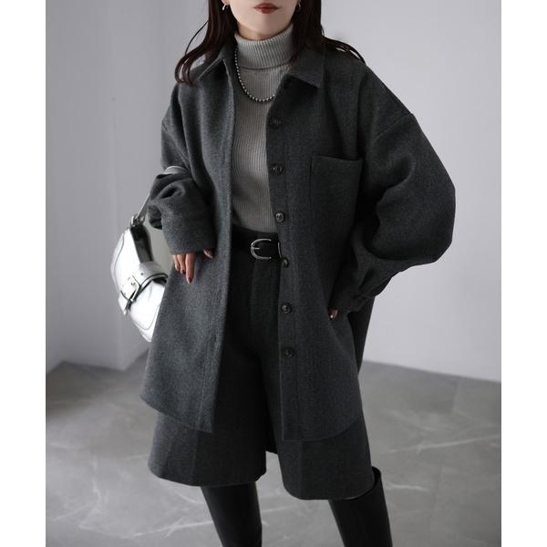 セットアップ ウールライクジャケット×ハーフパンツセットアップ レディース