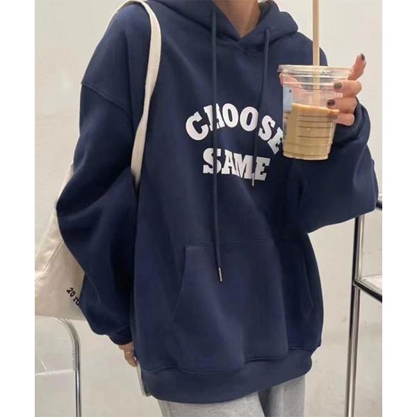 パーカー カジュアルロゴプリントパーカー レディース