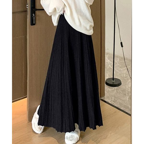 スカート プリーツロングニットスカート