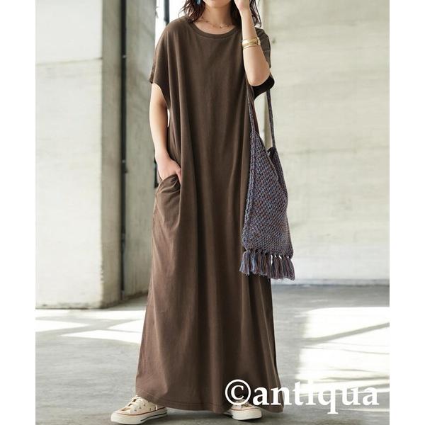 「antiqua」 半袖ワンピース R ブラウン レディース