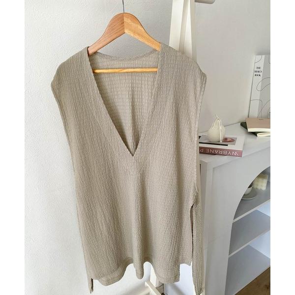 「Java」 ノースリーブブラウス MEDIUM ベージュ レディース