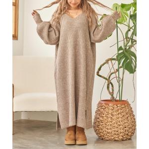 「anap mimpi」 ニットワンピース FREE モカ レディース