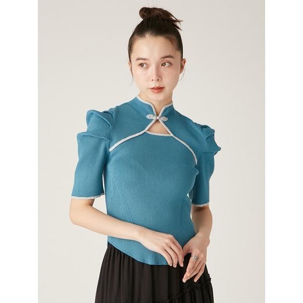「LILY BROWN」 半袖ニット FREE ブルー レディース