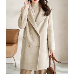 コート チェスターコート ミドル丈ダブルボタンチェスターコート レディース