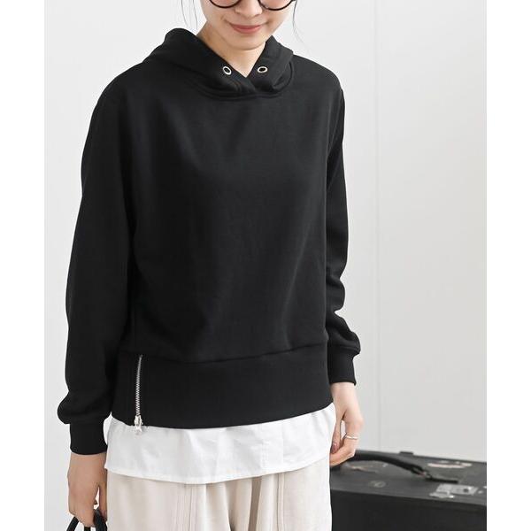 パーカー 裏毛×布帛レイヤー風パーカー レディース
