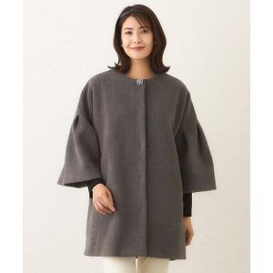 SCARF ノーカラーコート コート ベルスリーブフリルコート レディース