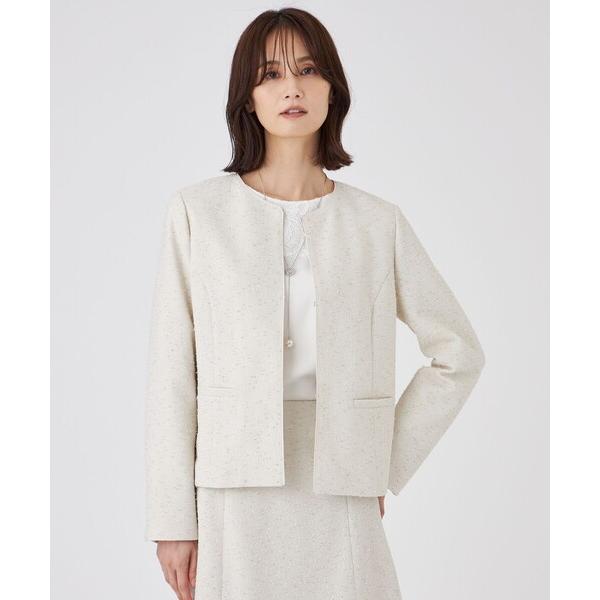 ジャケット ノーカラージャケット 「ウォッシャブル」ペーパーヤーンファンシージャケット レディース