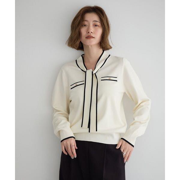 ニット セーター 配色ボウタイニット レディース