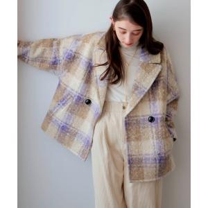 ピーコート pコート ビッグチェックショートコート レディース