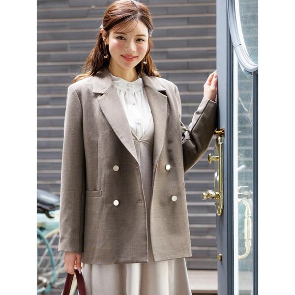 ジャケット テーラードジャケット ゴールドボタンダブルテーラージャケット レディース