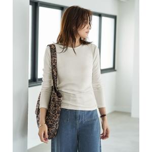 tシャツ とろみ薄リブクルーネックトップス レディース